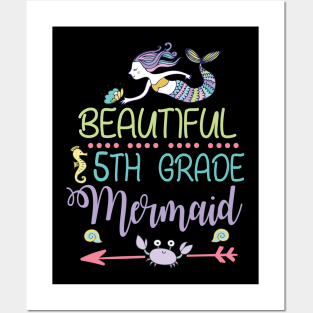 Beautiful 5th Grade Mermaid Student Teacher First Day School Back To School Posters and Art